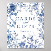 Elegant Blue Toile Chinoiserie Cards & Gifts Sign Poster (Vorne)
