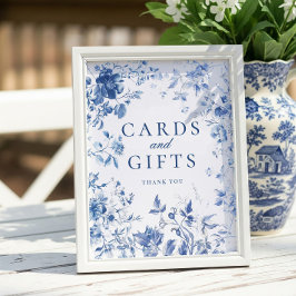 Elegant Blue Toile Chinoiserie Cards & Gifts Sign Poster