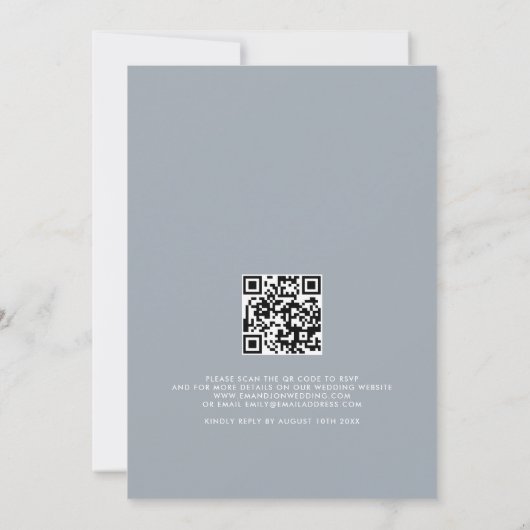 Elegant Blue Toile De Jouy Border QR Code Wedding Einladung (Rückseite)