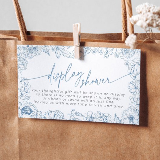 Elegant Blue Toile de Jouy Bridal Display Dusche Begleitkarte