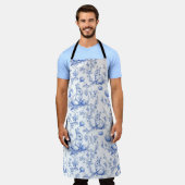 Elegant Blue Toile De Jouy Ostersonnigen Schürze (Getragen)