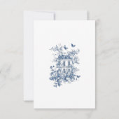 Elegant Blue Toile De Jouy QR Code Wedding RSVP Karte (Rückseite)