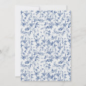 Elegant Blue Toile de jouy Taufe Einladung (Rückseite)