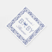 Elegant Blue Toile de Jouy und Bow Baby Shower Serviette (Ecke)
