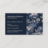 Elegant Blue Toile De Jouy Visitenkarte (Rückseite)