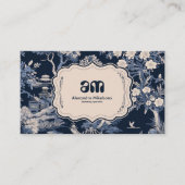 Elegant Blue Toile De Jouy Visitenkarte (Vorderseite)