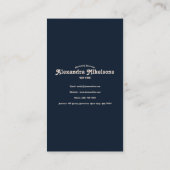 Elegant Blue Toile De Jouy Visitenkarte (Rückseite)