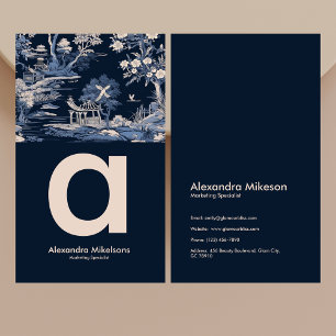 Elegant Blue Toile De Jouy Visitenkarte