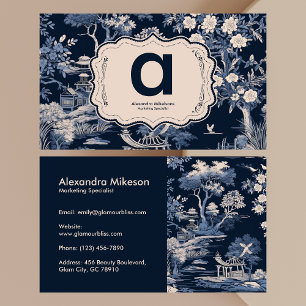 Elegant Blue Toile De Jouy Visitenkarte