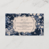 Elegant Blue Toile De Jouy Wedding Begleitkarte (Vorderseite)