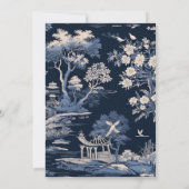 Elegant Blue Toile De Jouy Wedding Einladung (Rückseite)