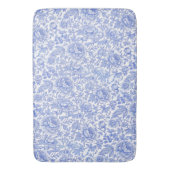 Elegant Blue Toile Floral Decor Badematte (Vorderseite Vertikal)