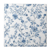 Elegant Blue Toile Floral Pattern Ceramic Tile Fliese (Vorderseite)