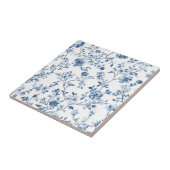 Elegant Blue Toile Floral Pattern Ceramic Tile Fliese (Seite)