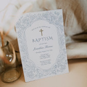 Elegant Blue Traditional Baptism Invitation Einladung