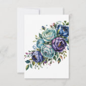 Elegant Blue Turquoise Floral Wedding RSVP Karte (Rückseite)