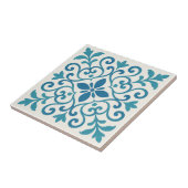 Elegant Blue & Turquoise Mediterranean Floral Tile Fliese (Seite)