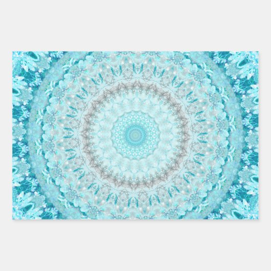 Elegant Blue Turquoise Sky Crystal Mandala Geschenkpapier Set (Vorderseite 3)