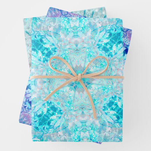 Elegant Blue Turquoise Sky Crystal Mandala Geschenkpapier Set (Beispiel)