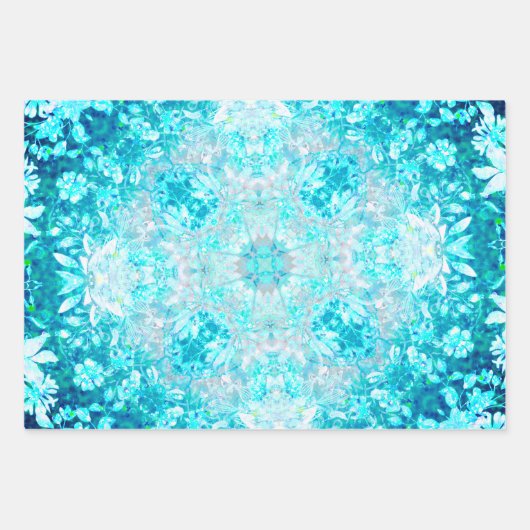 Elegant Blue Turquoise Sky Crystal Mandala Geschenkpapier Set (Vorderseite)