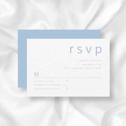 Elegant Blue Typografy Wedding RSVP Karte