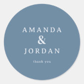 Elegant Blue Typographic Runder Aufkleber (Vorderseite)