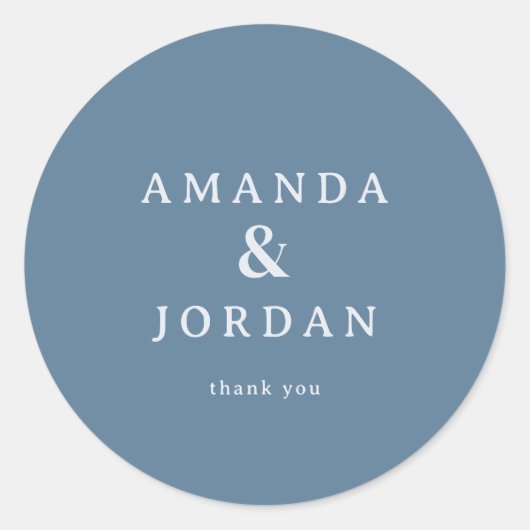 Elegant Blue Typographic Runder Aufkleber (Vorderseite)