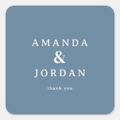 Elegant Blue Typographic Thank You Quadratischer Aufkleber (Vorderseite)