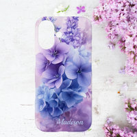 Elegant Blue und Lila floral iPhone 16 Fall