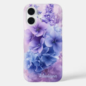 Elegant Blue und Lila floral iPhone 16 Fall Case-Mate iPhone Hülle (Rückseite)