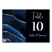 Elegant Blue und Silver Agate Tischnummer (Vorderseite)