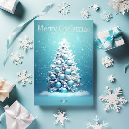 Elegant Blue und Silver Christmas Tree Holiday Postkarte