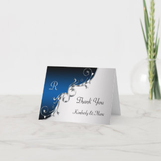 Elegant Blue und Silver Dankeschön Karten