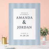 Elegant Blue Vertical Stripes Acrylschild (Hochzeit)