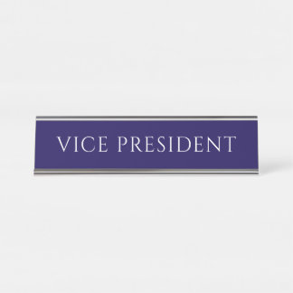 Elegant Blue Vice President Name Plate Schreibtischnamensplakette