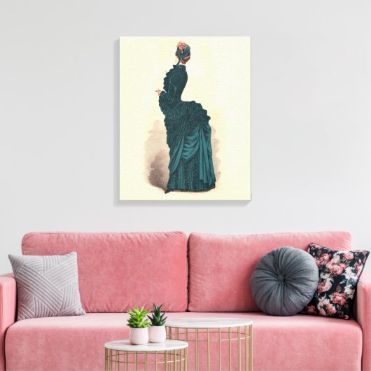 Elegant Blue Viktorianisch Dress Fashion Leinwanddruck (Insitu (Wohnzimmer))