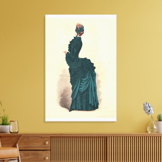 Elegant Blue Viktorianisch Dress Fashion Leinwanddruck (Insitu (Wohnzimmer))