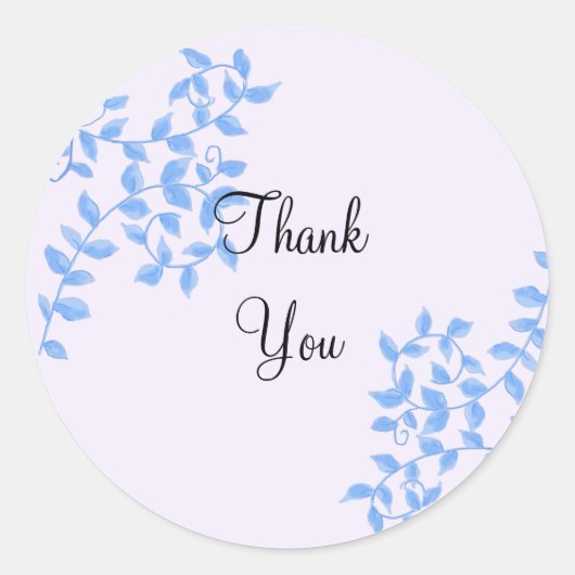 Elegant Blue Vines Vielen Dank Runder Aufkleber (Vorderseite)