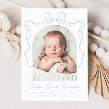 Elegant Blue Vintag Bow Foto Birth