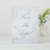 Elegant Blue Vintag Save the Date Hochzeit Einladung (Stehend Vorderseite)