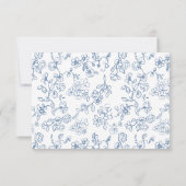 Elegant Blue Vintag Viktorianische Blumenhochzeit RSVP Karte (Rückseite)