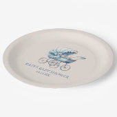 Elegant Blue Vintage Baby Carriage Baby Shower Pappteller (Schrägansicht)
