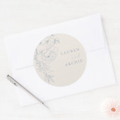 Elegant Blue Vintage Floral Wedding Runder Aufkleber (Umschlag)