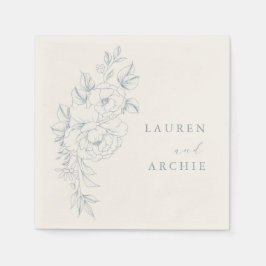 Elegant Blue Vintage Floral Wedding Serviette