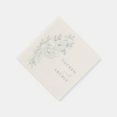 Elegant Blue Vintage Floral Wedding Serviette (Ecke)