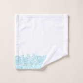 Elegant Blue Vintage Paisley Stripe Badhandtuch Set (Waschlappen)