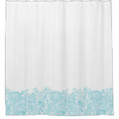 Elegant Blue Vintage Paisley Stripe Duschvorhang (Vorderseite)