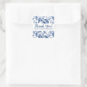 Elegant Blue Vintage Rose Floral Thank You Quadratischer Aufkleber (Tasche)