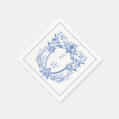 Elegant Blue Wappen Monogram Wedding Serviette (Ecke)