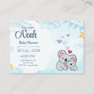 Elegant Blue Watercolor Baby Shower Invitation  Begleitkarte